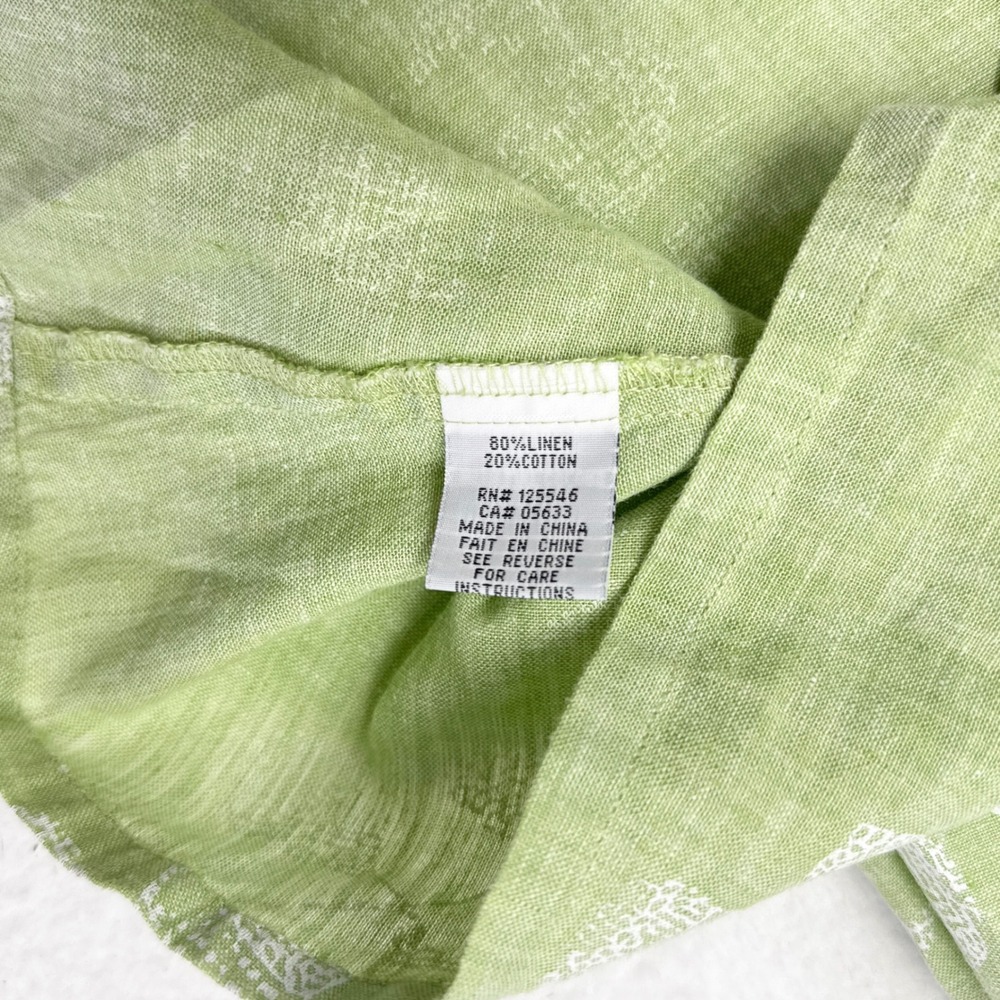 Habitat Tunic Top Womens Size XL Green Floral Linen Blend Lagenlook Mature - Picture 6 of 9